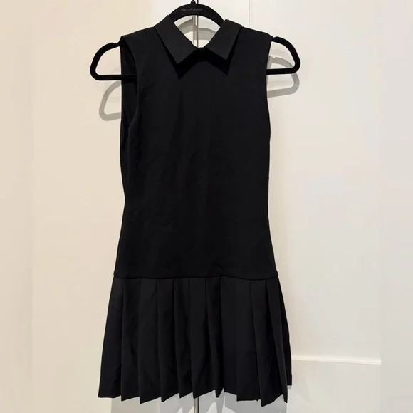 Alice + Olivia Collared Pleated Drop Waist Dress Wool Mix Size 4 - Picture 3 of 15